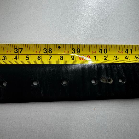 Vtg Polo Ralph Lauren Leather Belt Black Size 38 Silver Black - Picture 8 of 8